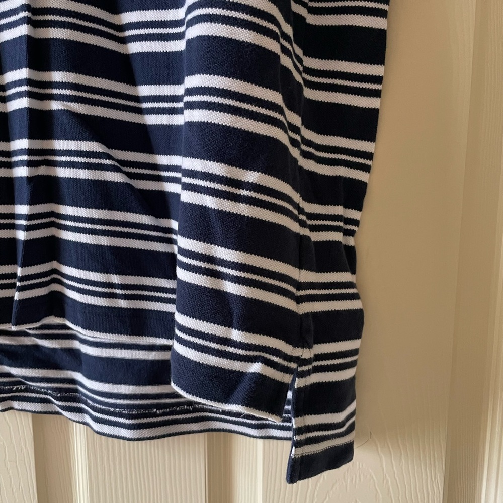 Brooks Brothers 346 Navy Blue White Striped Short Sleeve Cotton Polo Golf Rugby - Picture 3 of 5